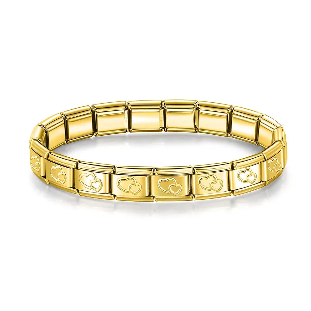 Classic Italian Bracelet with Gold Eternal Hearts – Italian charm bracelet by Italycharm