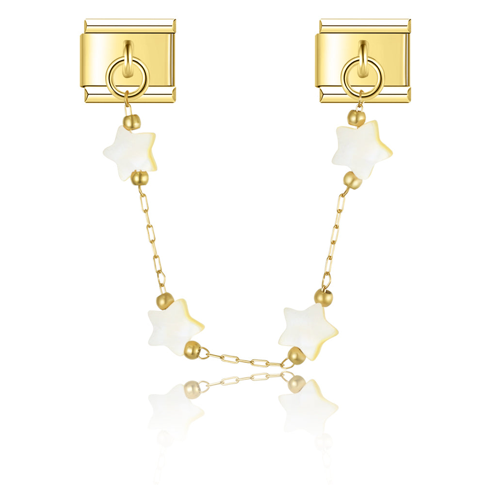 Honey Nacre Mother of Pearl Stars - Gold Chain Charm