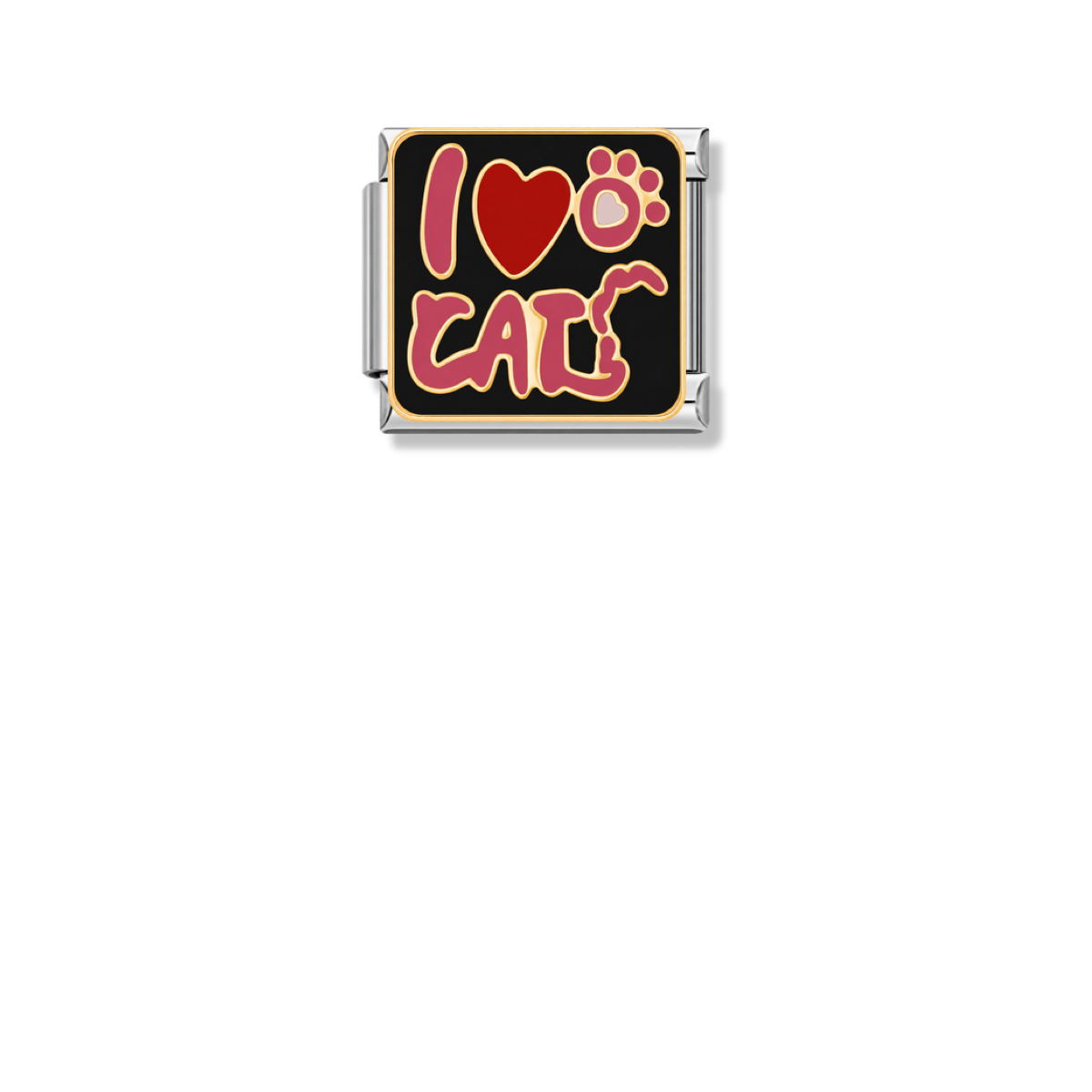 I ♡ Cat – silver Italian charm by Italycharm