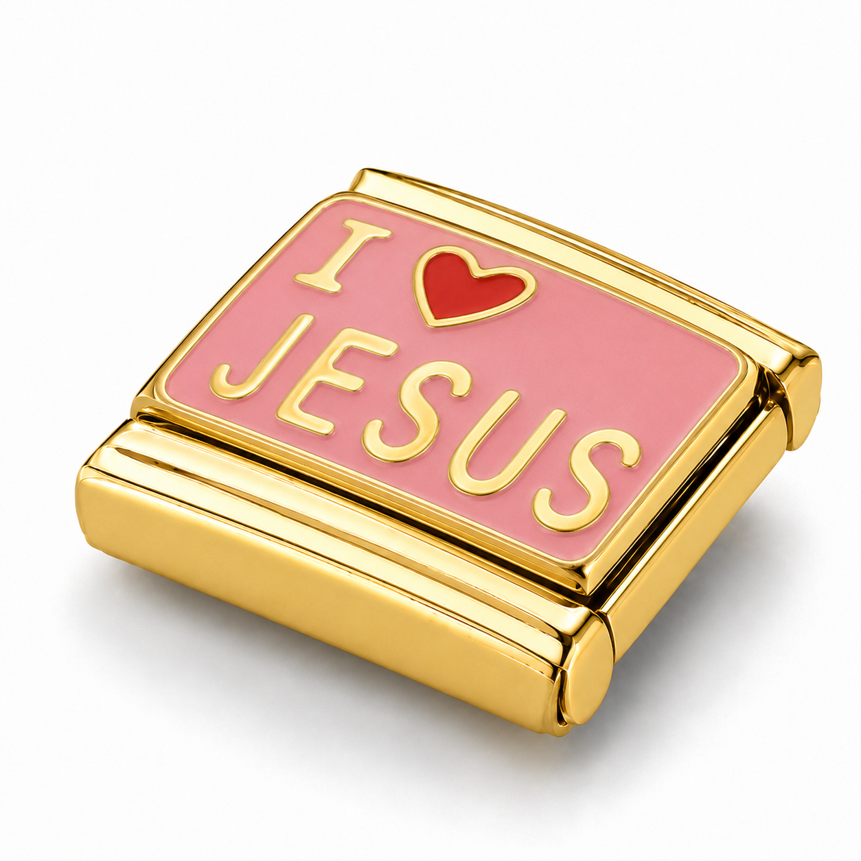 I Love Jesus – gold Italian charm close-up view