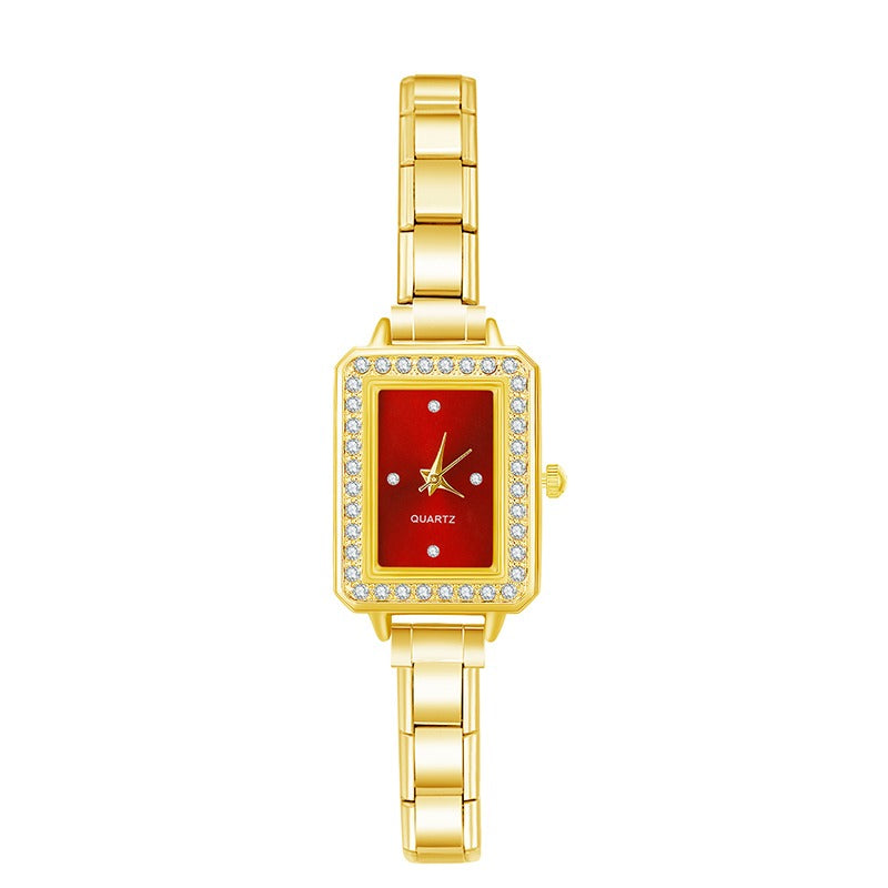 Imperiale Square – Ruby Red Dial Gold Women's Watch | Italycharm