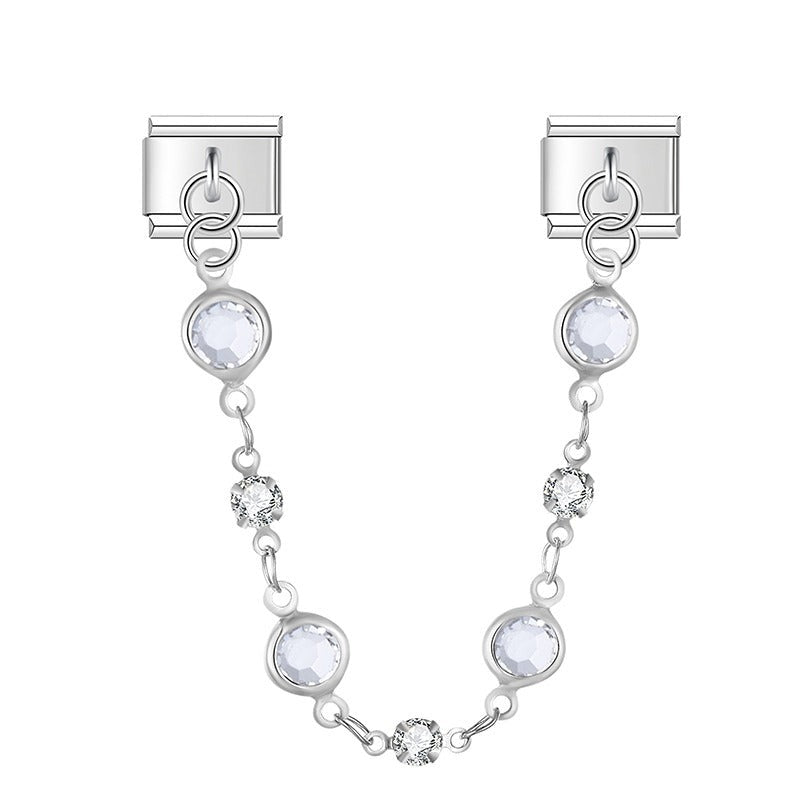 Krystal Valeria With CZ - Silver Chain Charms