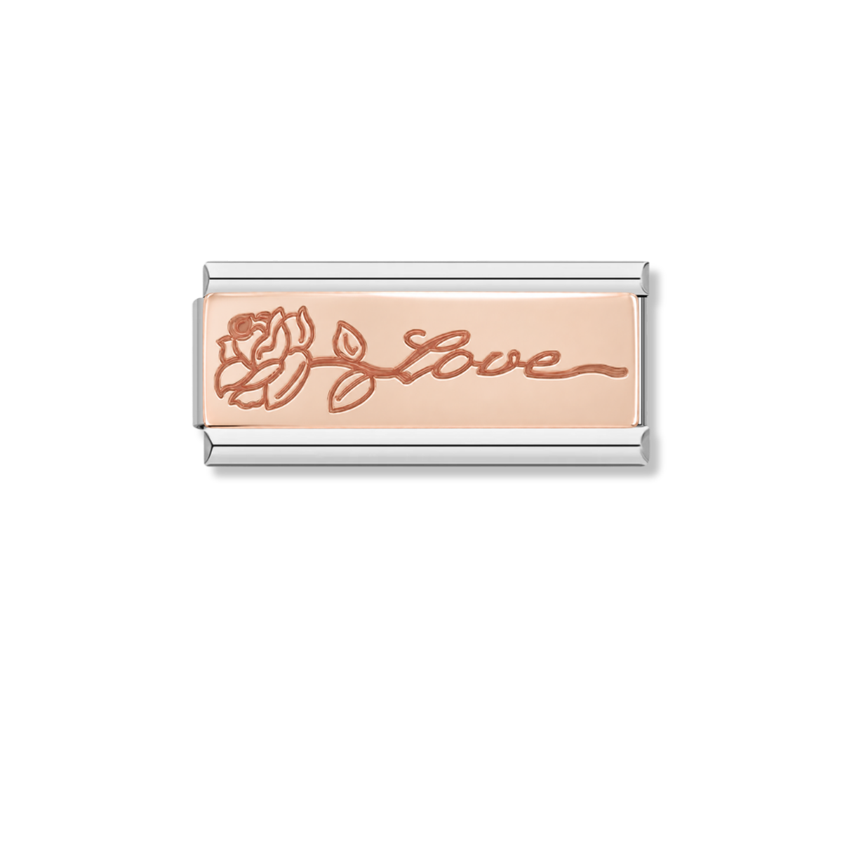 Love with Flower - Silver Rose Bar Charm – Italian charm by Italycharm