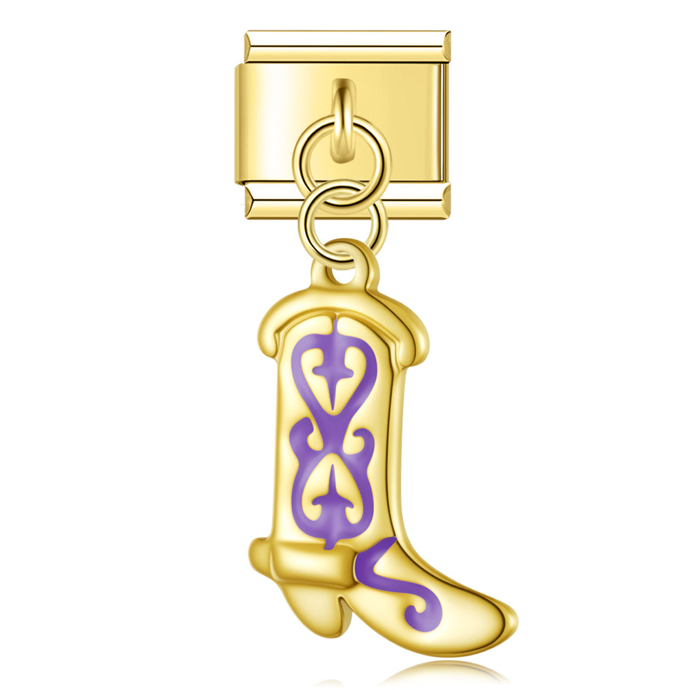 Lavender Savannah Boot - Gold Italian Pendant Charm