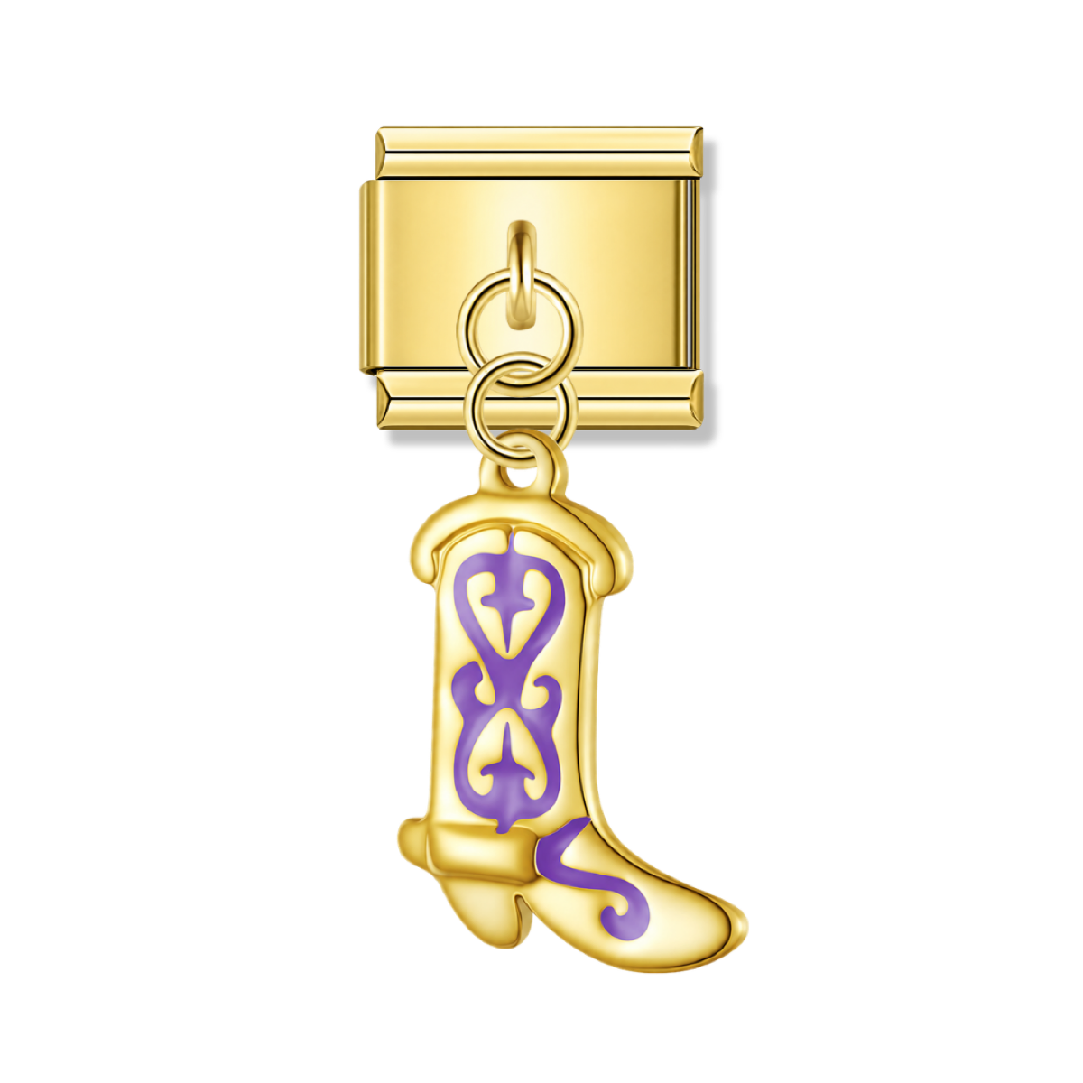 Lavender Savannah Boot - Gold Italian Pendant Charm – Italian charm by Italycharm