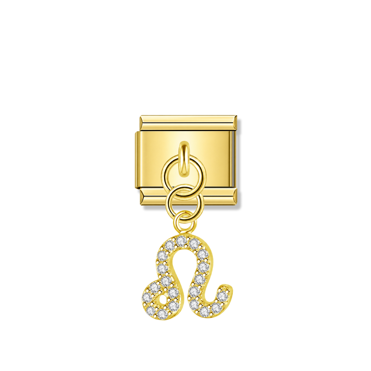 Leo with CZ – Gold Italian Pendant Charm – Italian charm by Italycharm