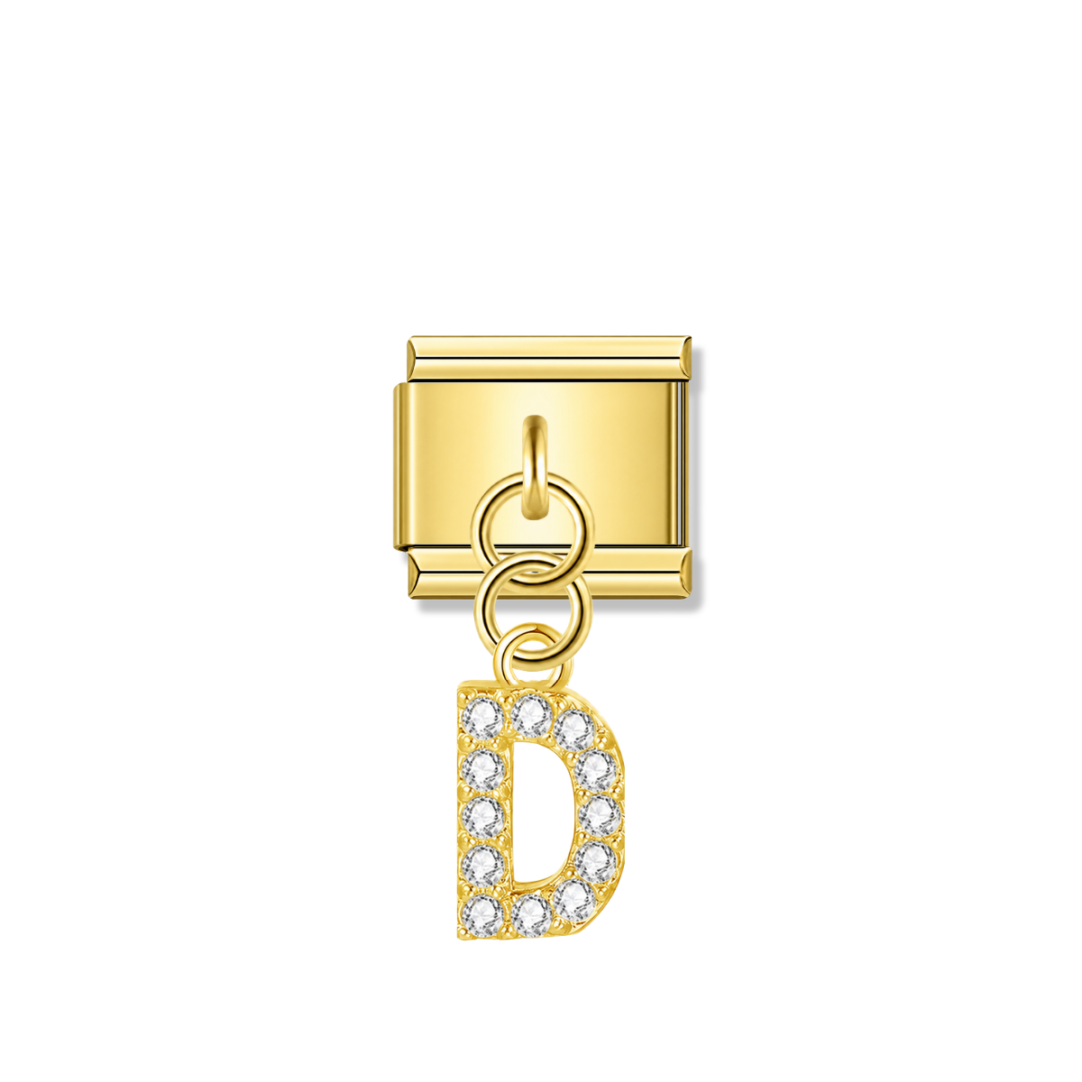 Letter D with CZ – gold Italian pendant charm by Italycharm