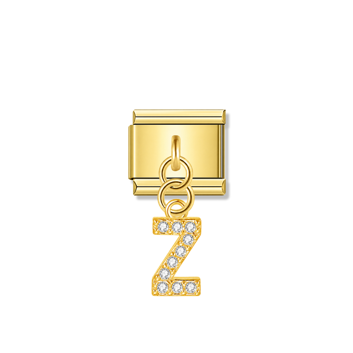 Letter Z with CZ – gold Italian pendant charm by Italycharm