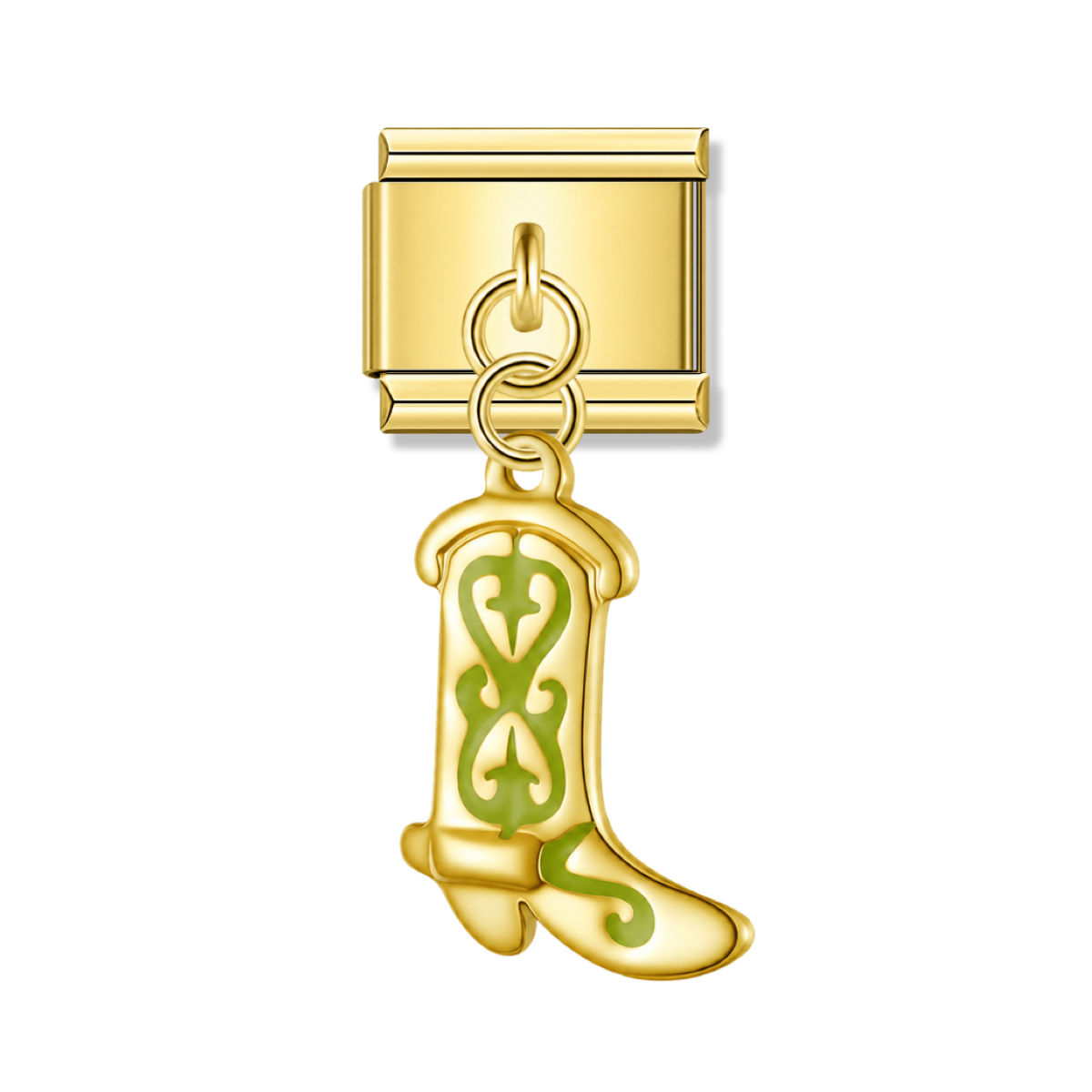 Lime Savannah Boot - Gold Italian Pendant Charm – Italian charm by Italycharm