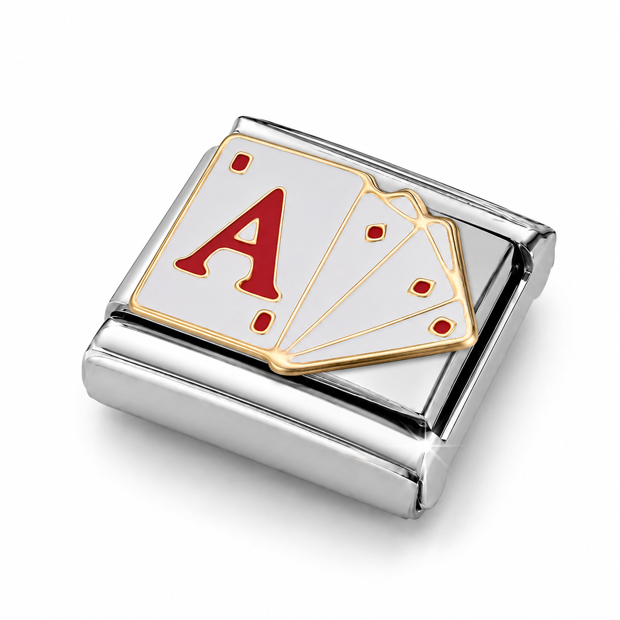 Lucky Aces – silver Italian charm close-up view