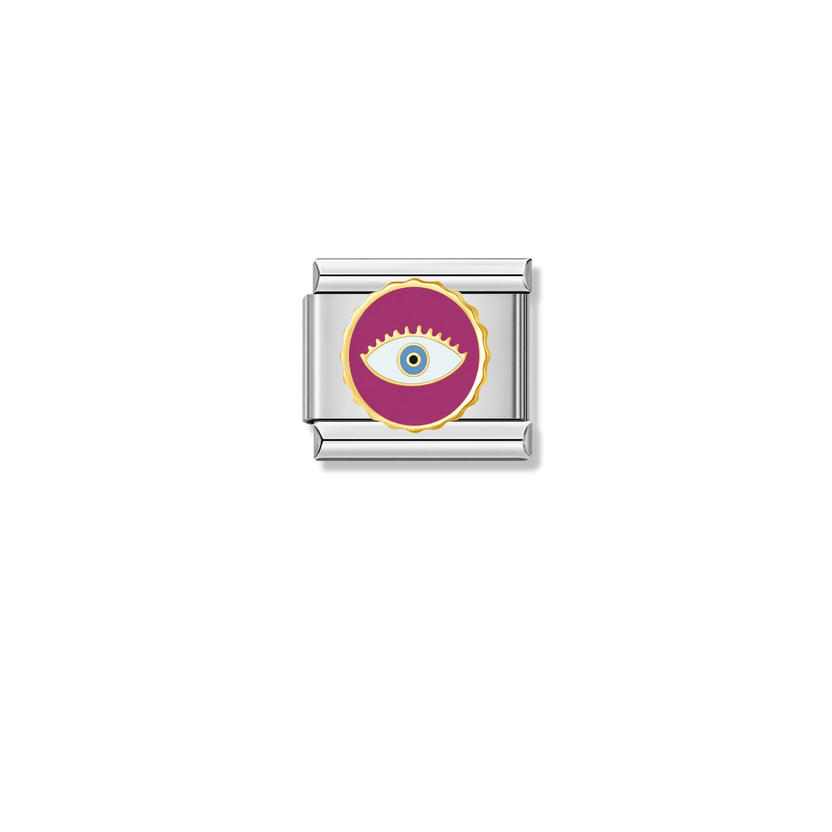 Magenta Round Eye – silver Italian charm by Italycharm
