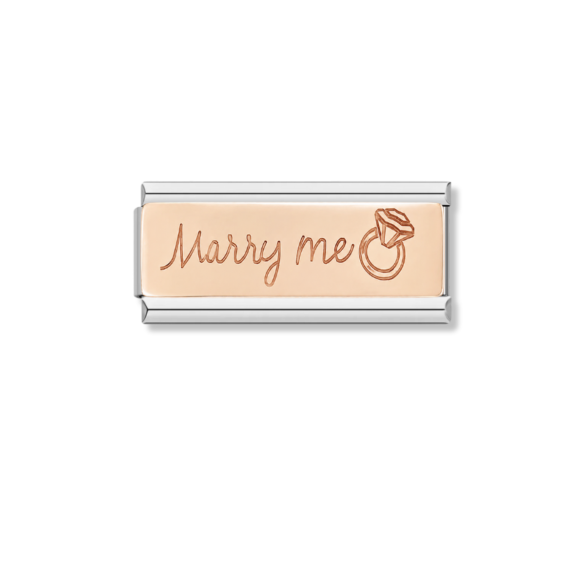 Marry Me with Ring - Silver Rose Bar Charm – Italian charm by Italycharm