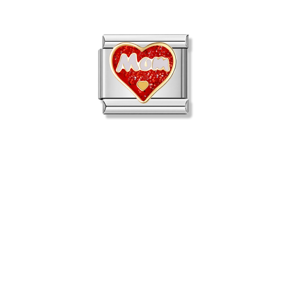 Mom Sparkling Heart – silver Italian charm by Italycharm