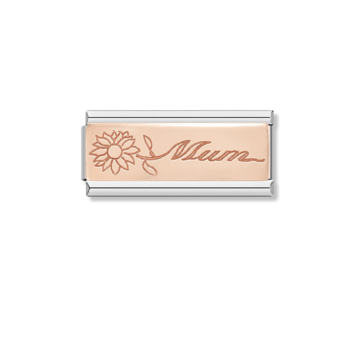 Mum with Flower - Silver Rose Bar Charm – Italian charm by Italycharm
