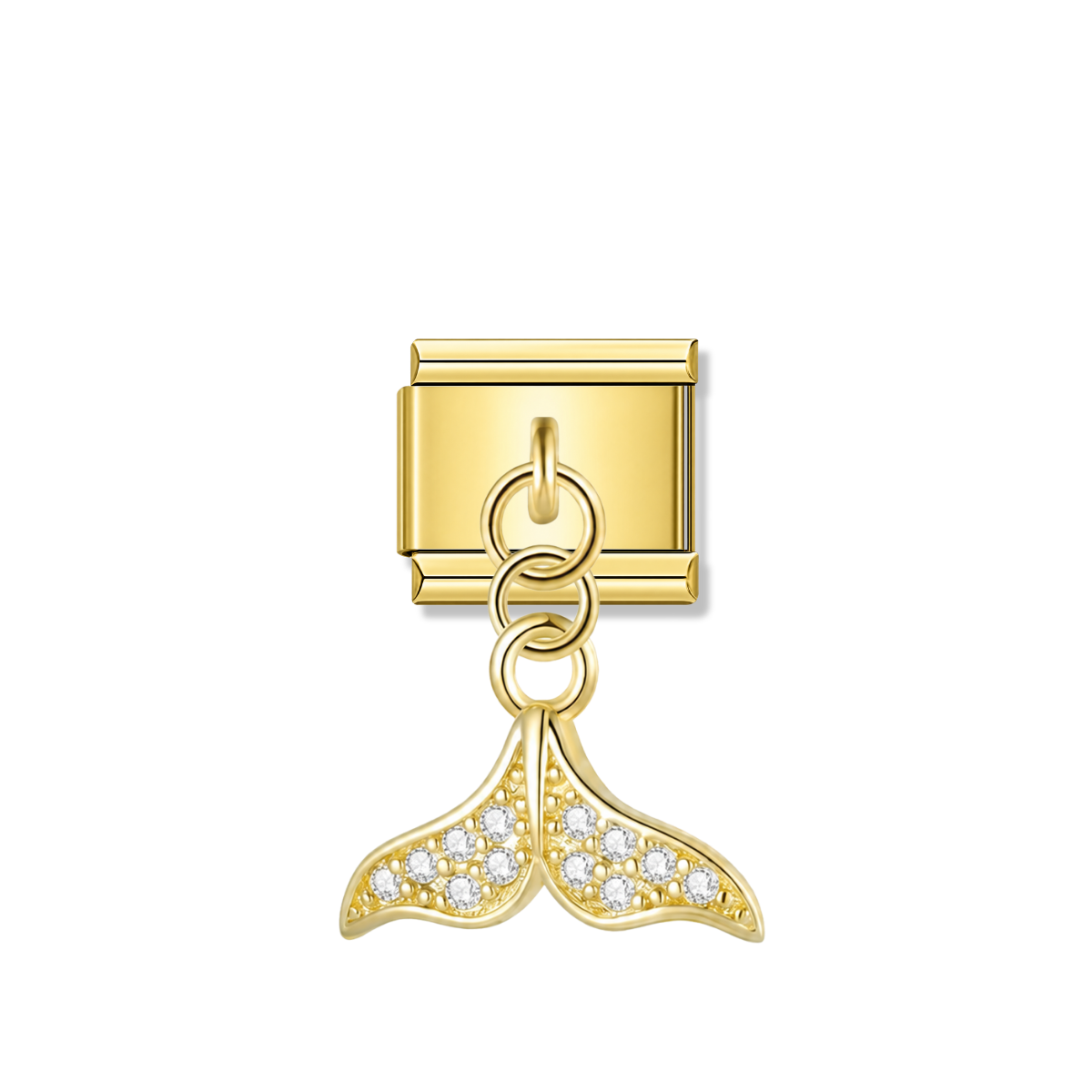 Mermaid Tail with CZ – gold Italian pendant charm by Italycharm