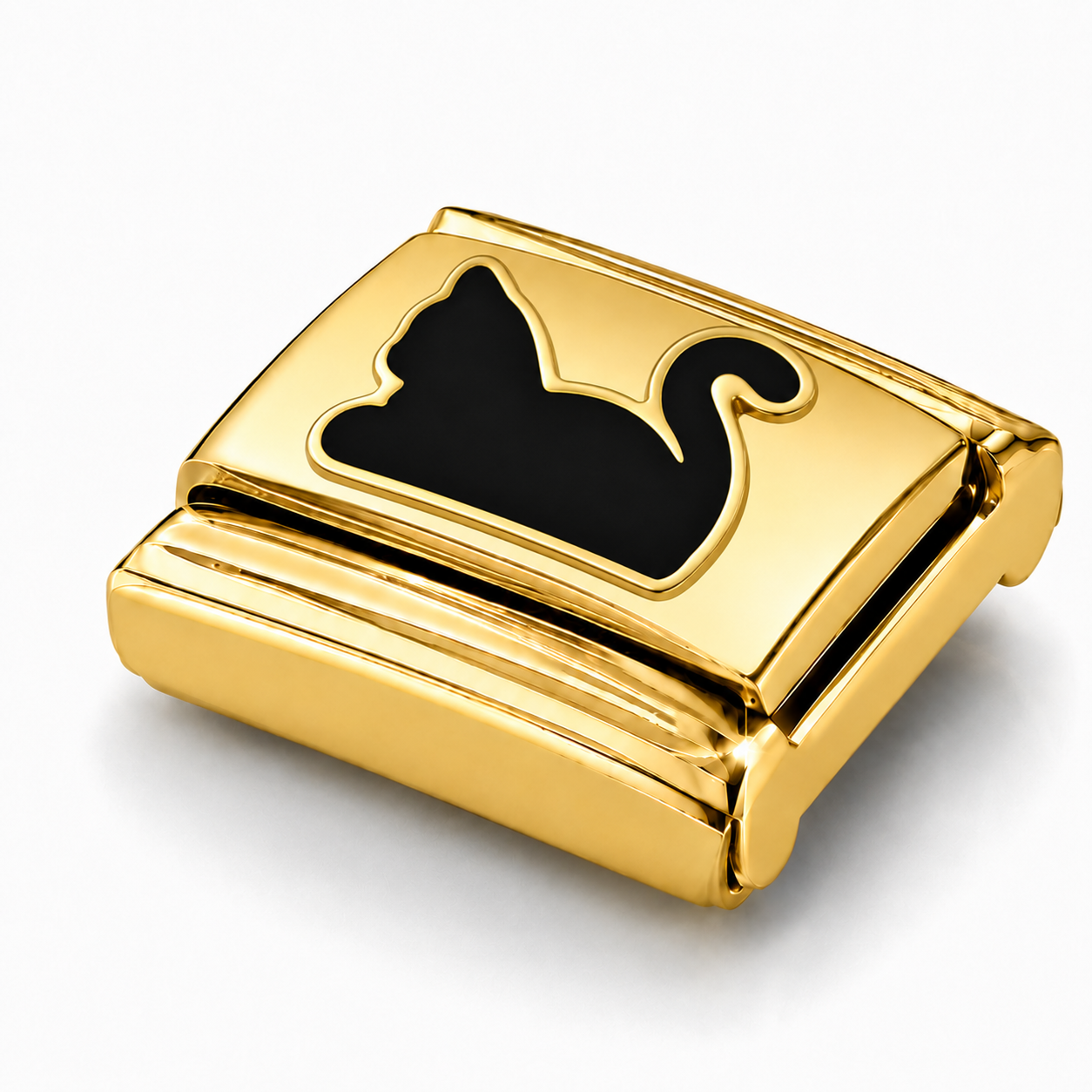 Mystic Cat – gold Italian charm close-up view