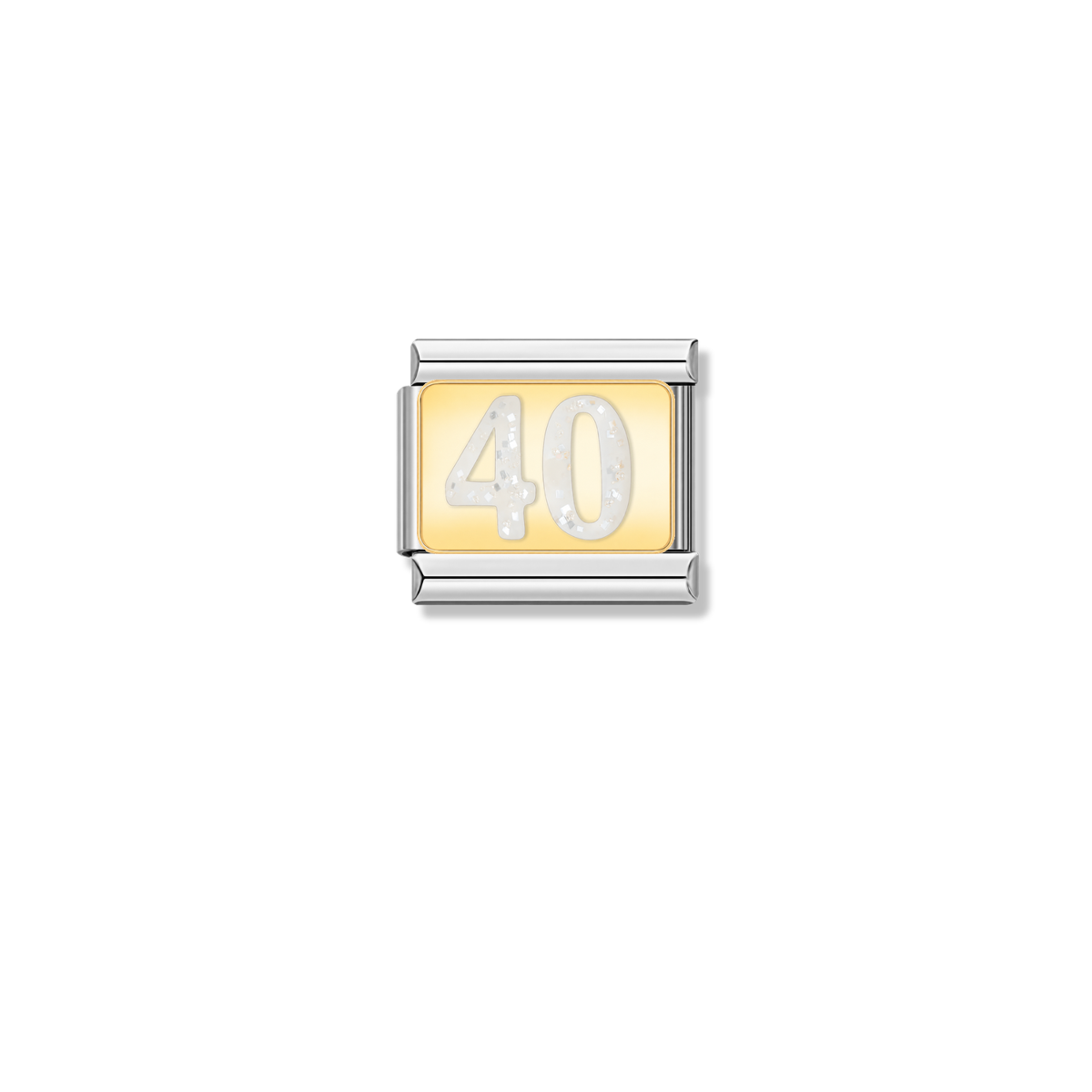 Number 40 Glitter – silver Italian charm by Italycharm
