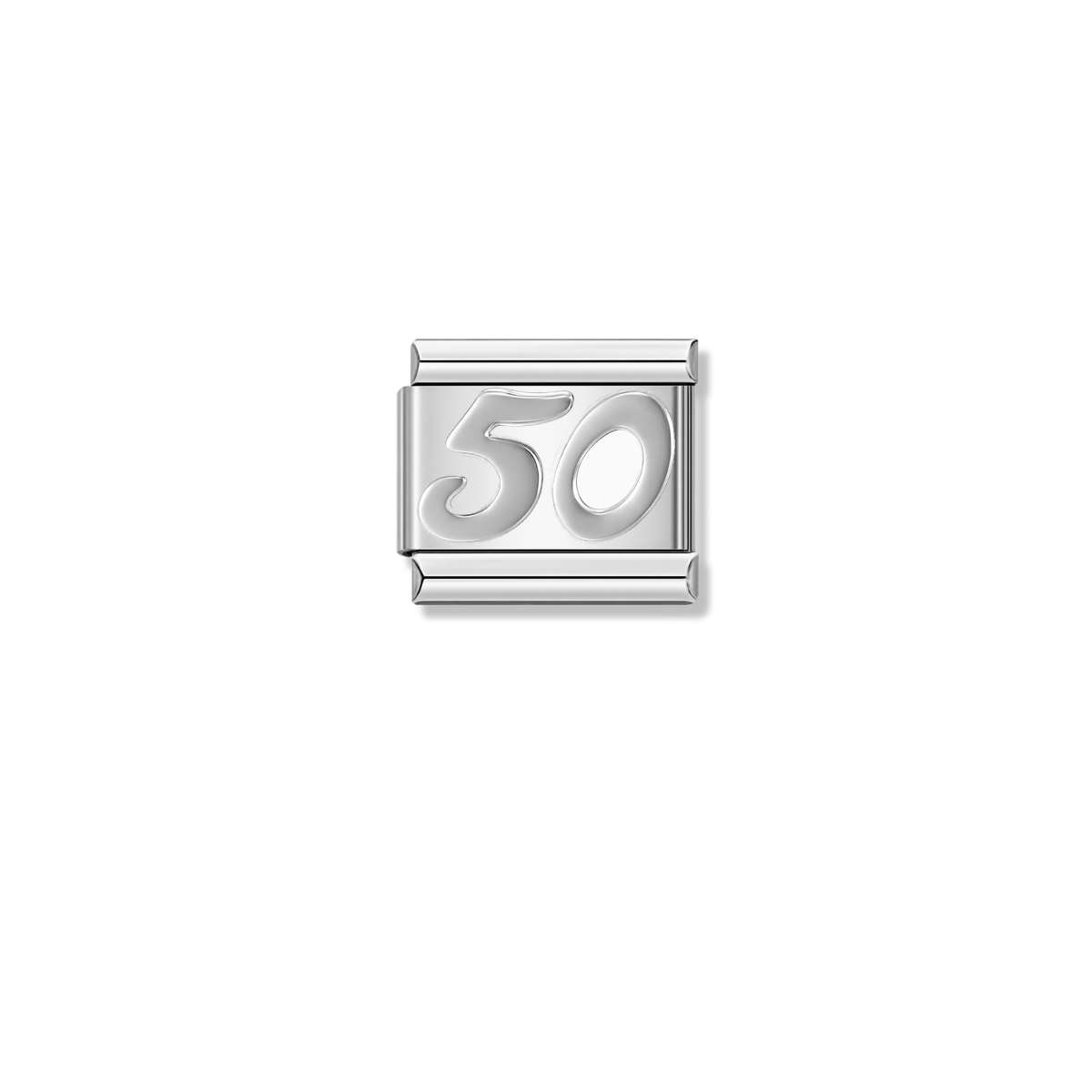 Number 50 – silver Italian charm by Italycharm