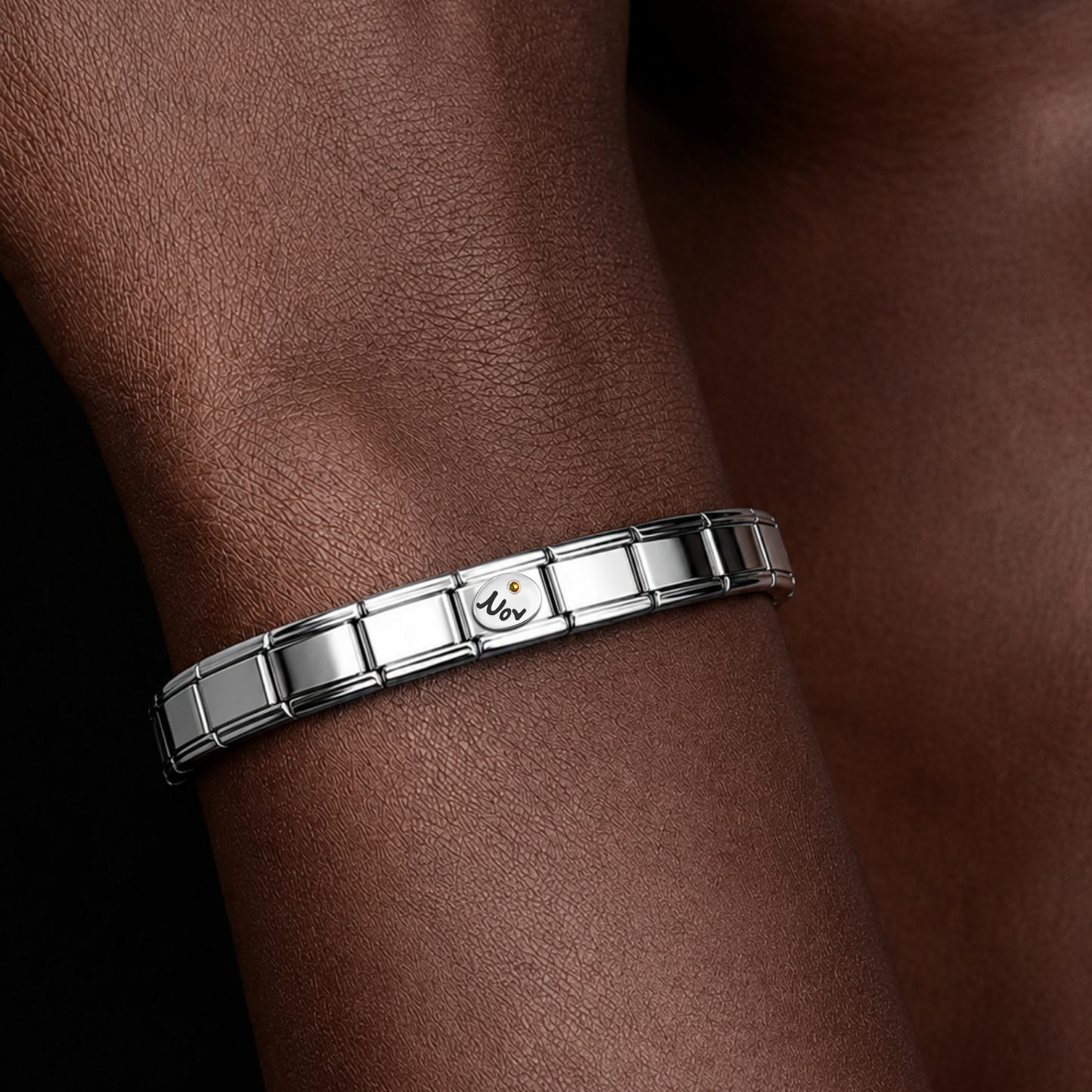 November with Birthstone – silver Italian charm worn on an Italian charm bracelet