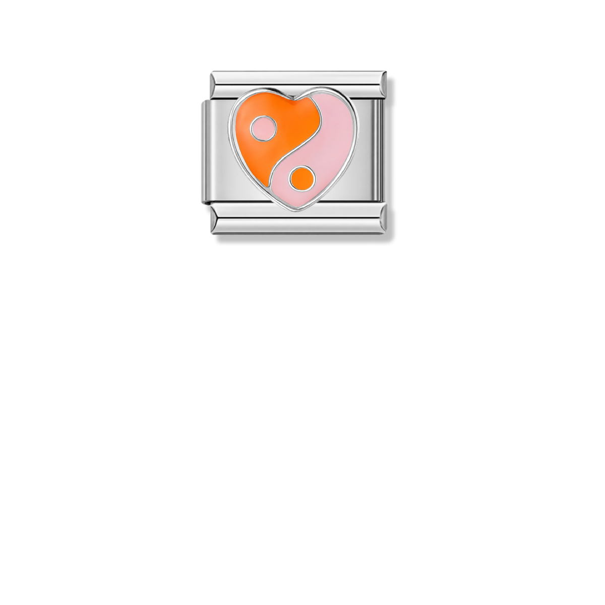 Orange Yin-Yang Heart – silver Italian charm by Italycharm