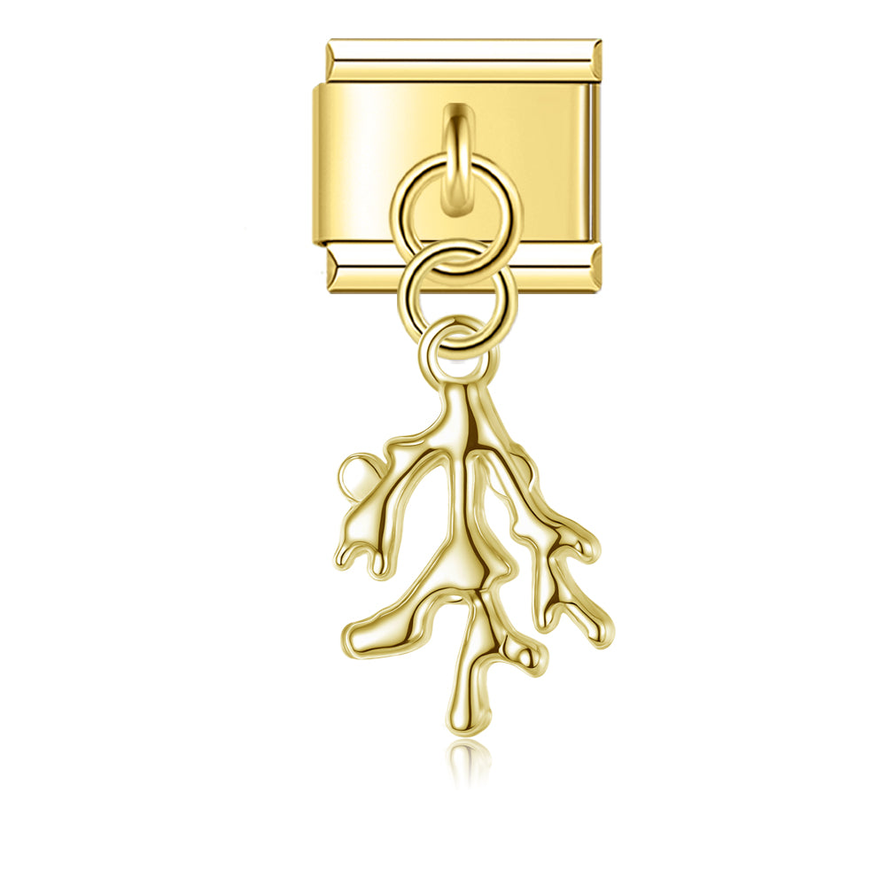 Ocean Coral – Gold Italian Pendant Charm