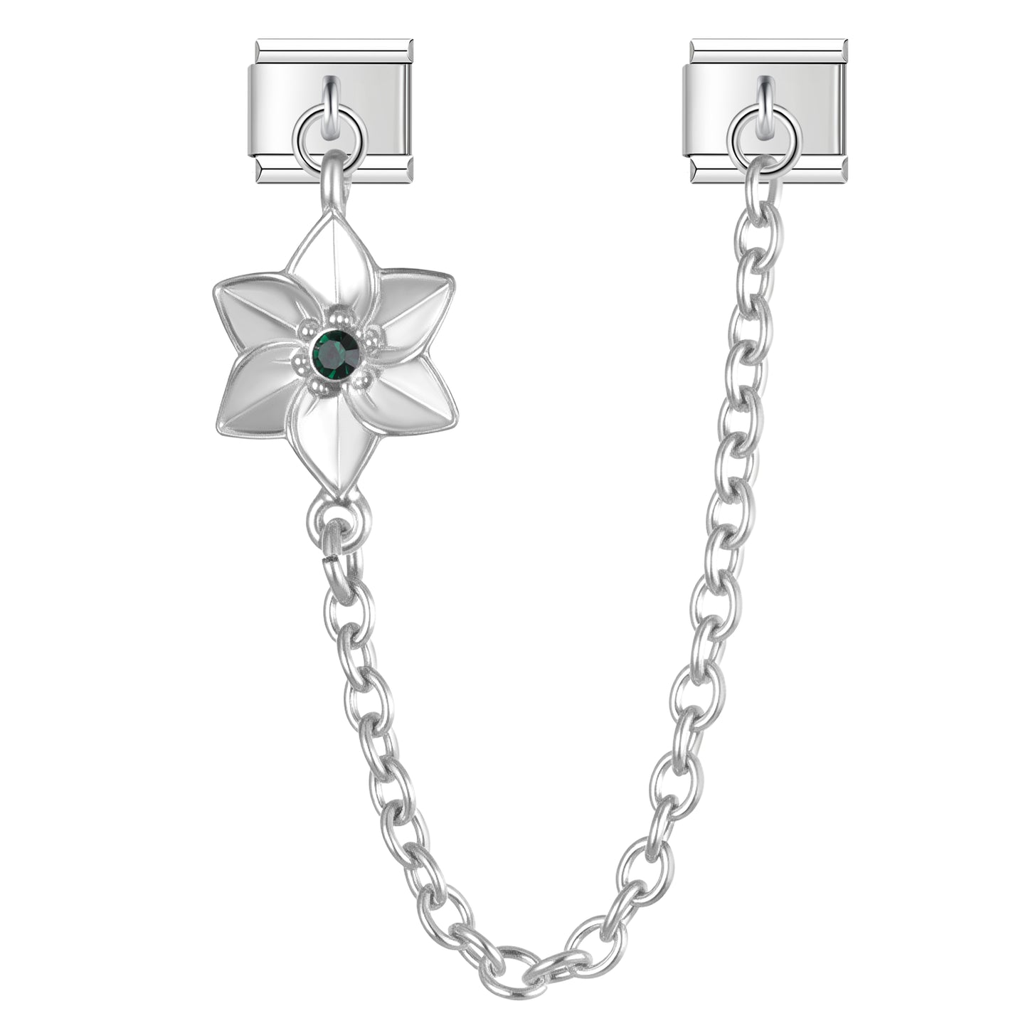 October Cosmos with CZ - Silver Chain Charm