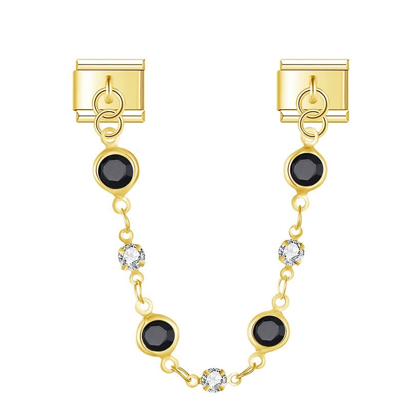 Onyx Valeria With CZ - Gold Chain Charm