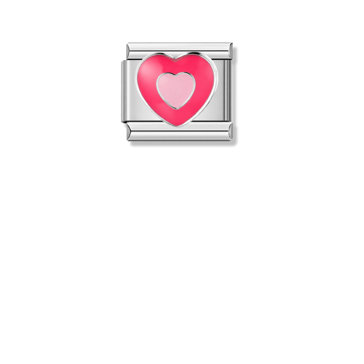 Pink-Pink Heart – silver Italian charm by Italycharm