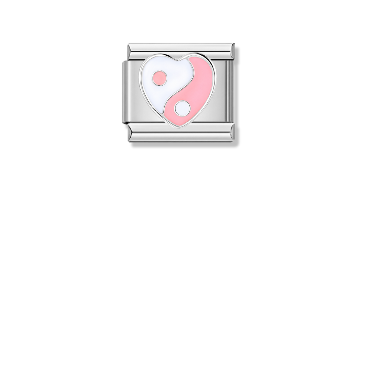 Pink Yin-Yang Heart – silver Italian charm by Italycharm