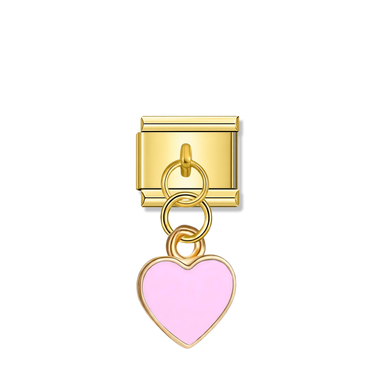 Pink Heart – gold Italian pendant charm by Italycharm