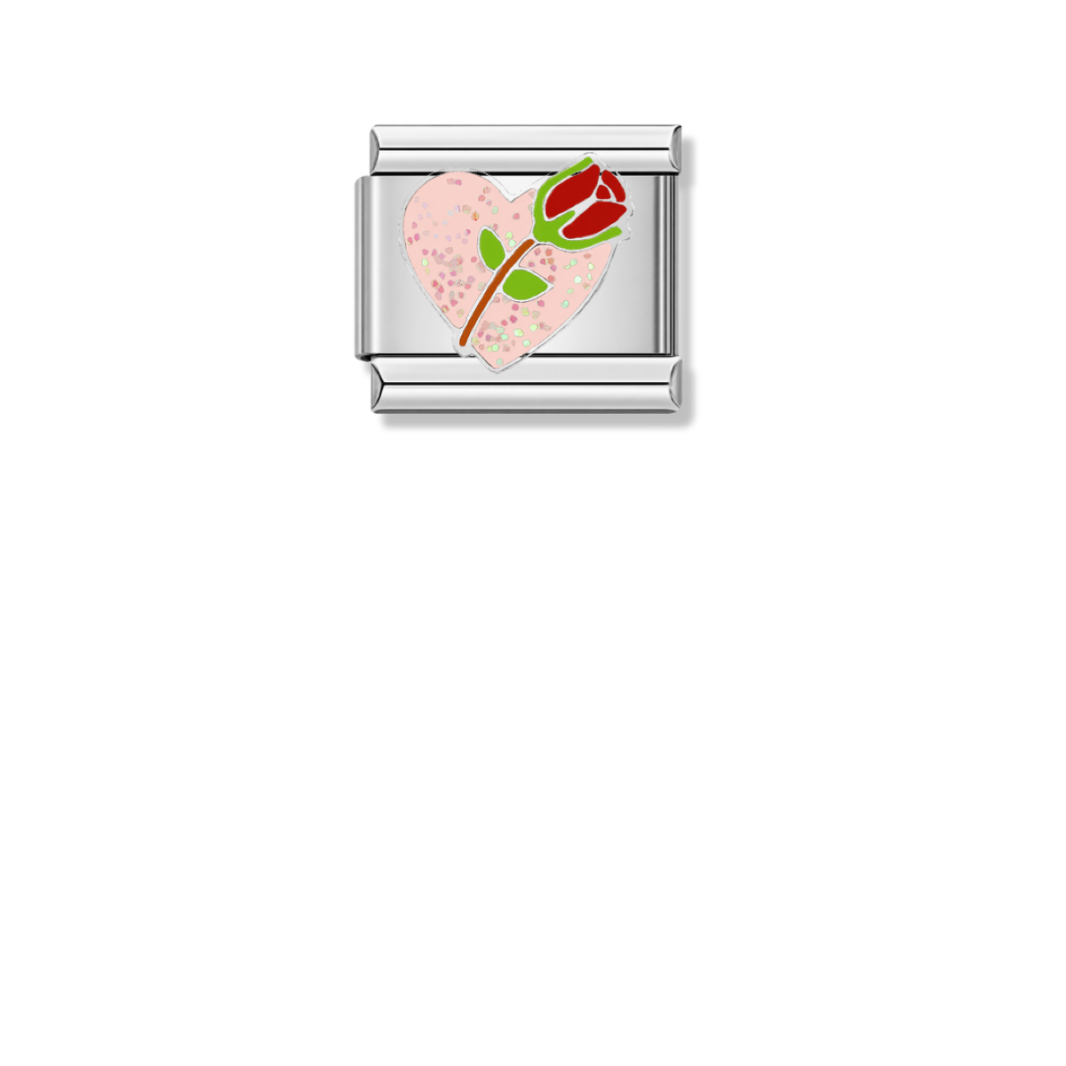 Romantic Heart Flower – silver Italian charm by Italycharm