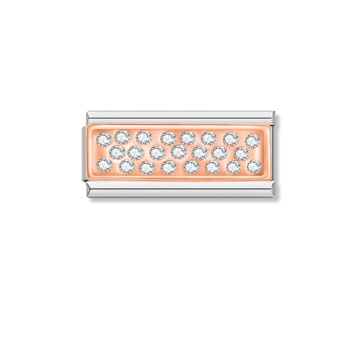 Rosé Glow Crystal – silver Italian bar charm by Italycharm