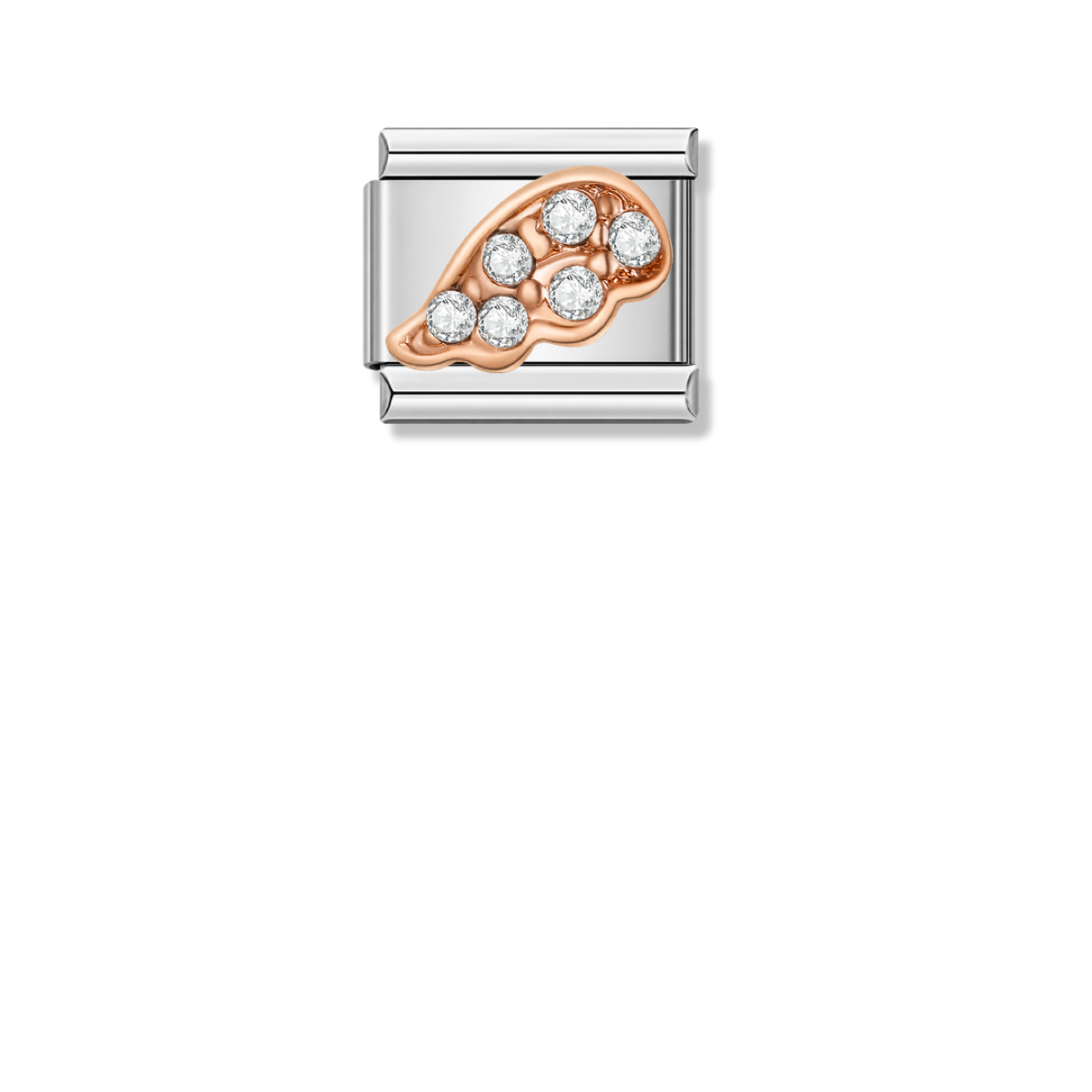 Rose Wing with CZ – silver Italian charm by Italycharm