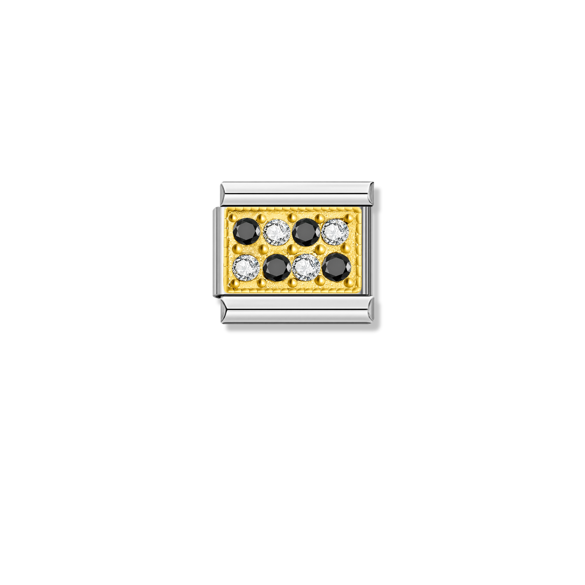 Royal Charm with B&W CZ – silver Italian charm by Italycharm