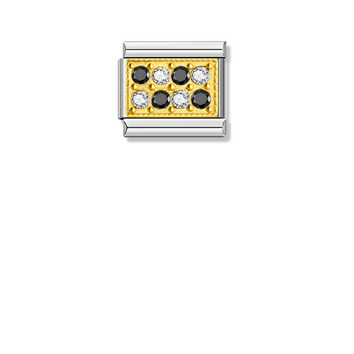 Royal Charm with B&W CZ – silver Italian charm by Italycharm