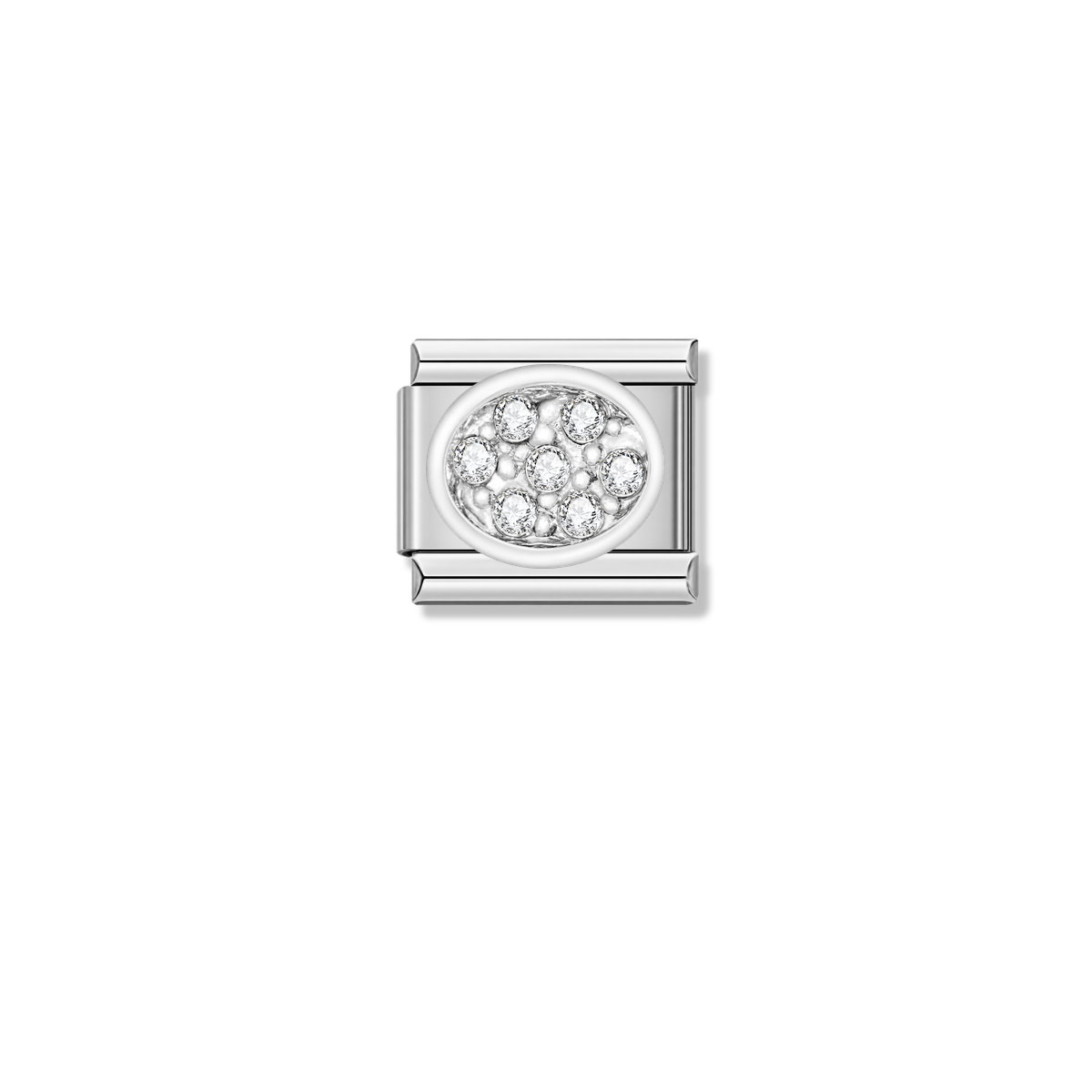Royal Oval Charm with CZ – silver Italian charm by Italycharm