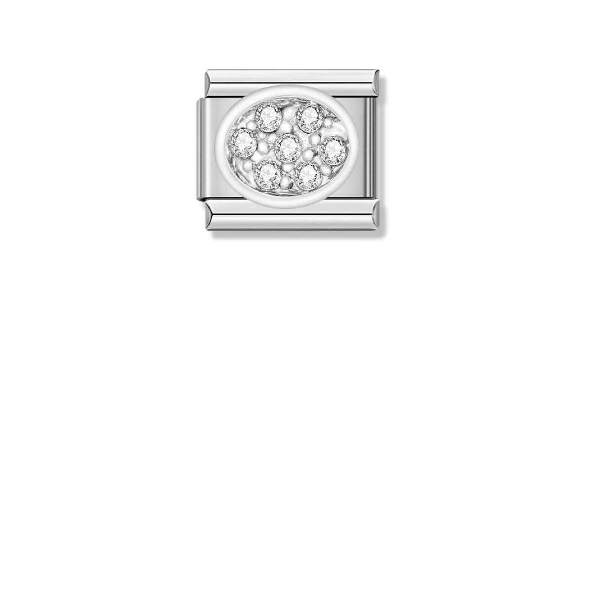 Royal Oval Charm with CZ – silver Italian charm by Italycharm