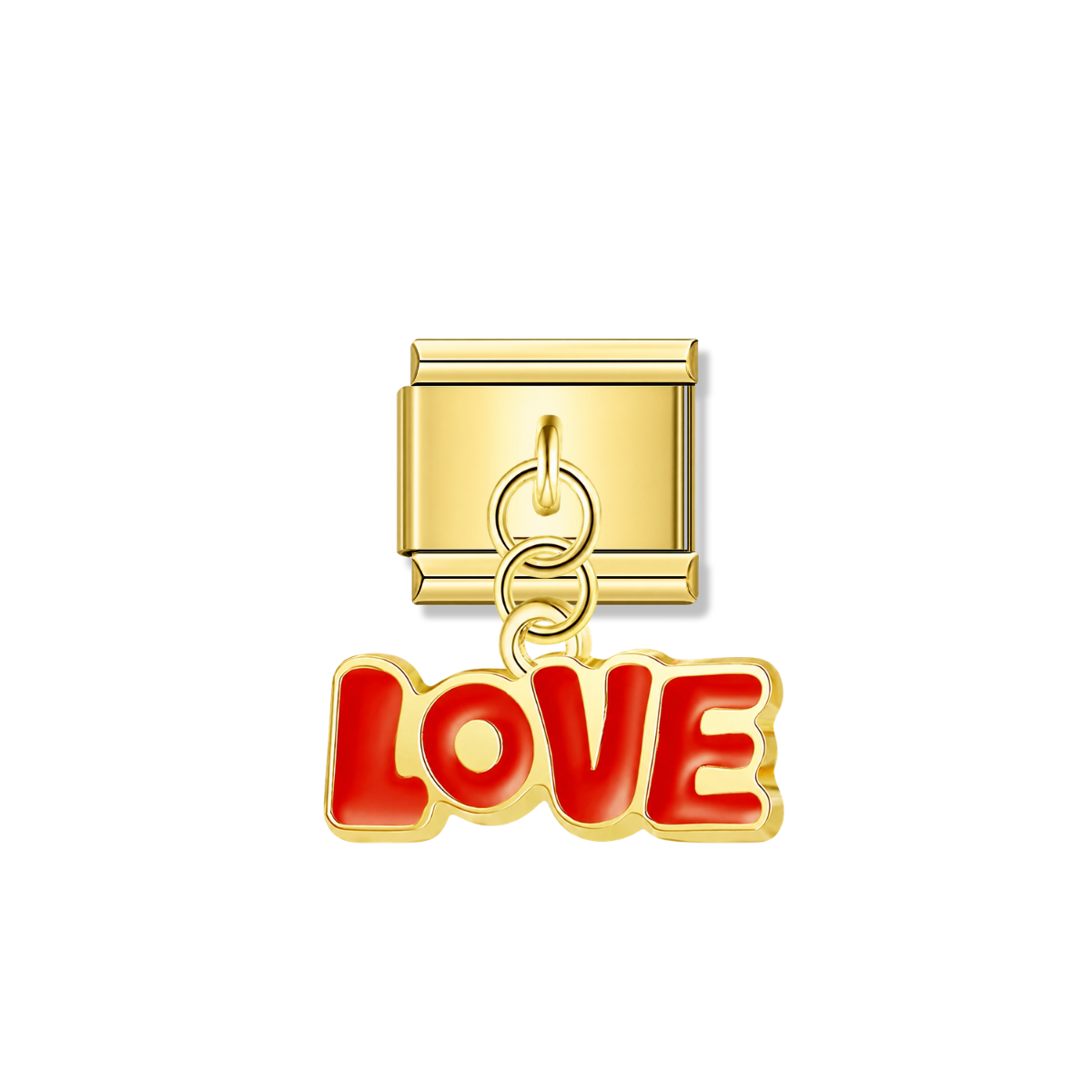 Red Love – gold Italian pendant charm by Italycharm