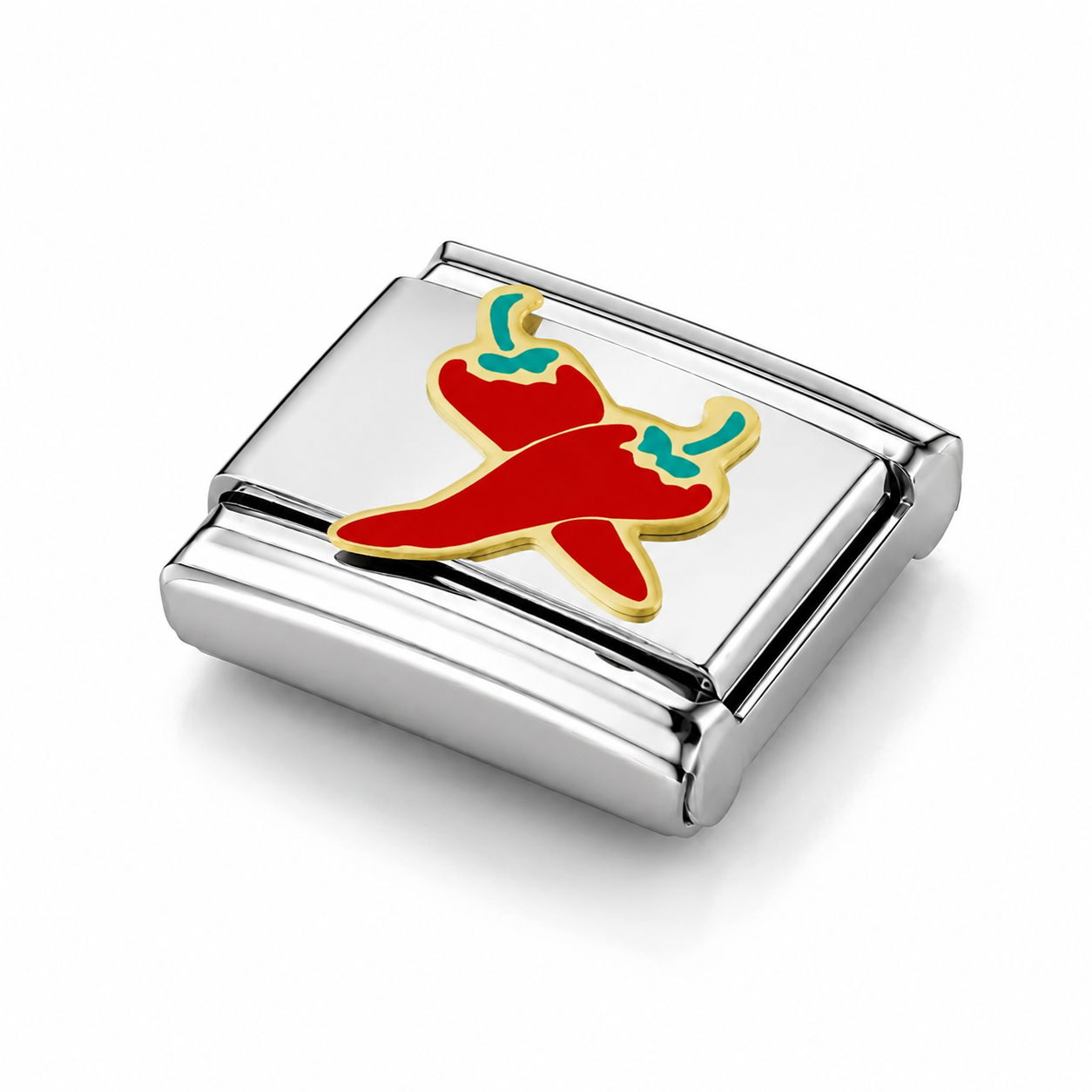 Red Peppers – silver Italian charm close-up view