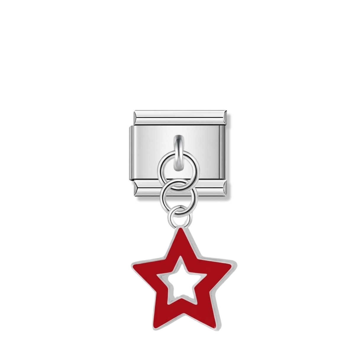 Red Star – silver Italian pendant charm by Italycharm