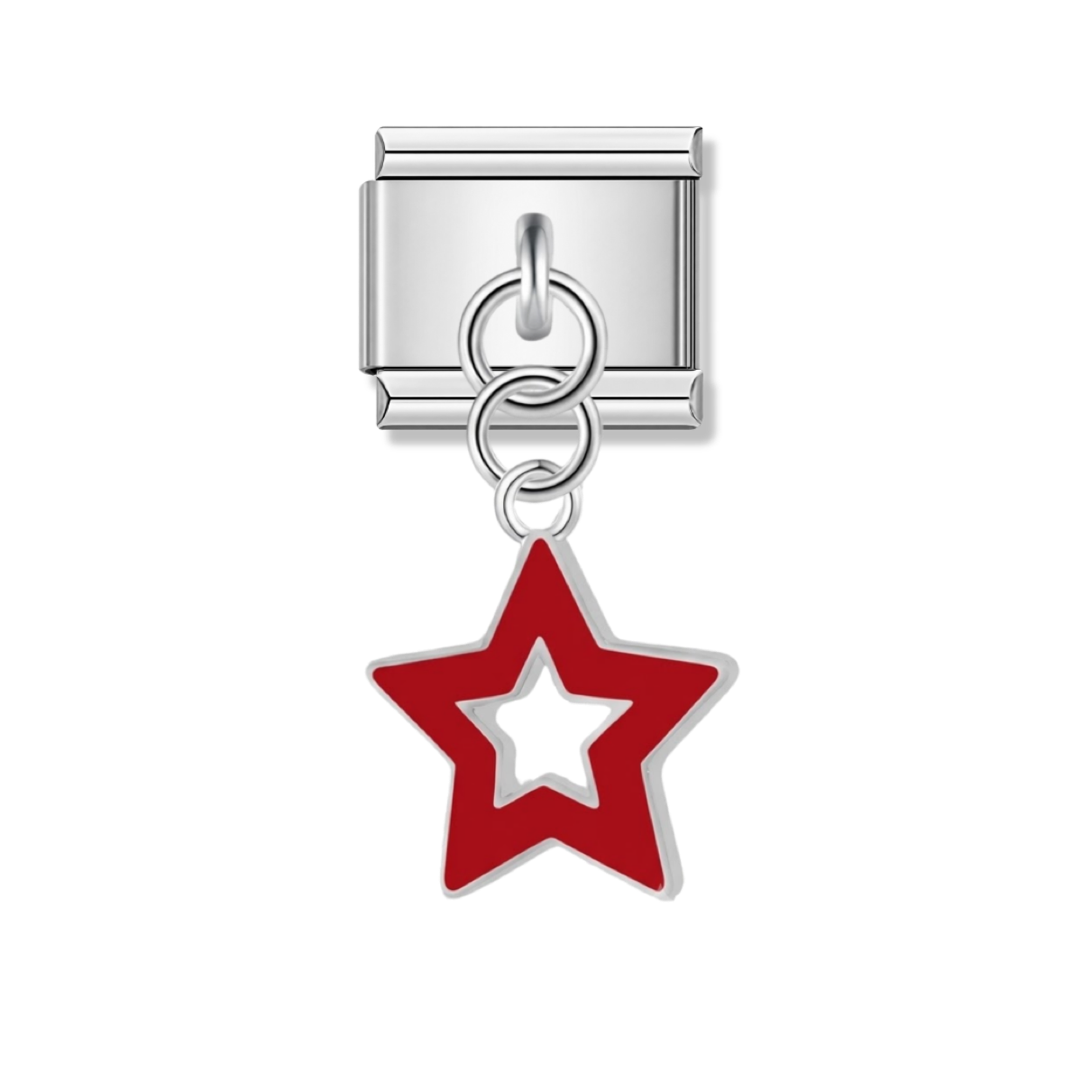 Red Star – silver Italian pendant charm by Italycharm