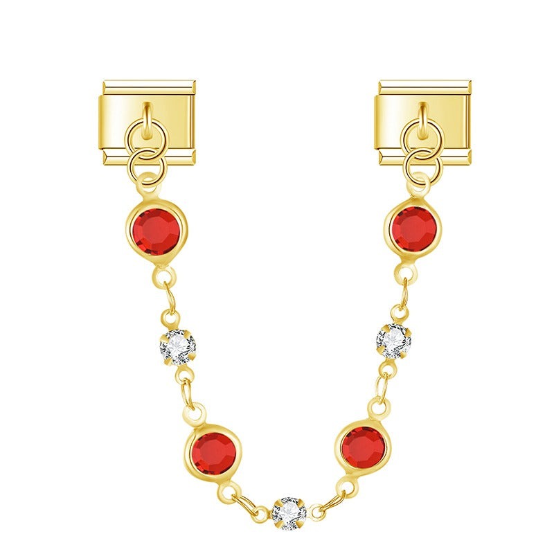Red Valeria With CZ - Gold Chain Charm