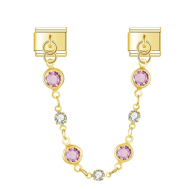 Rose Quartz Valeria With CZ - Gold Chain Charm