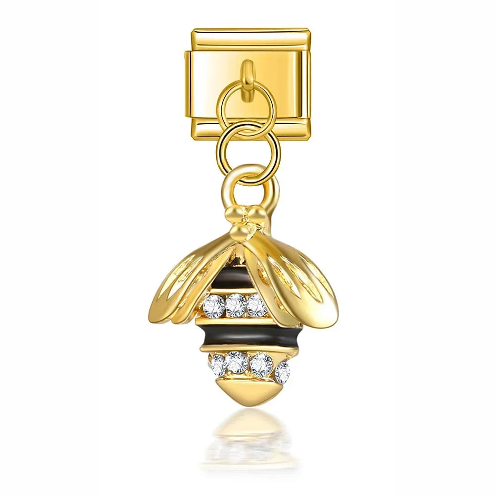 Buzz with CZ - Gold Pendant Charm - Charmris