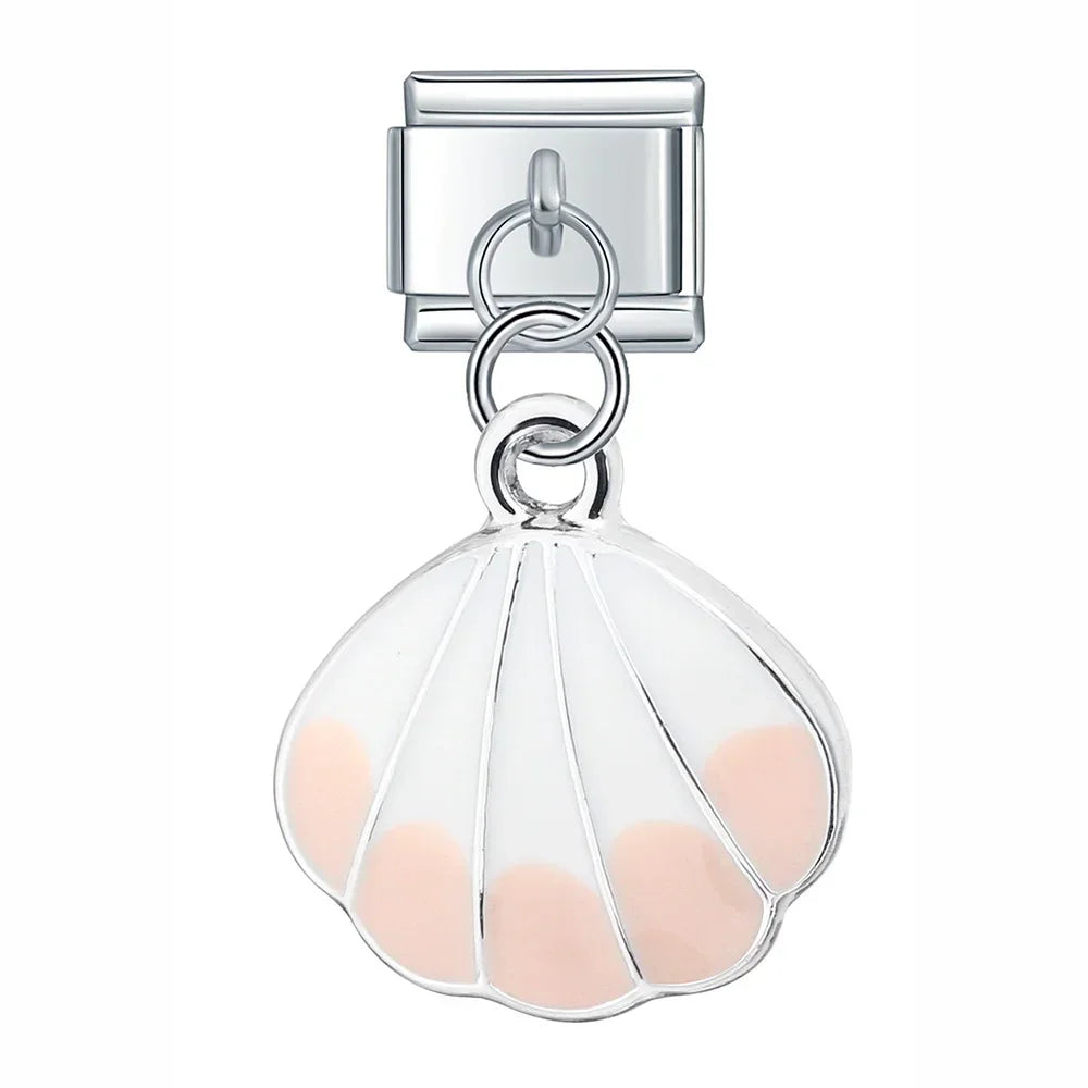 Pink Shell – Silver Italian Pendant Charm - Charmris
