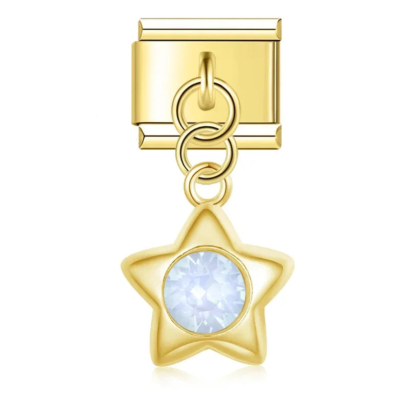 Star with White Stone - Gold Pendant Charm - Charmris
