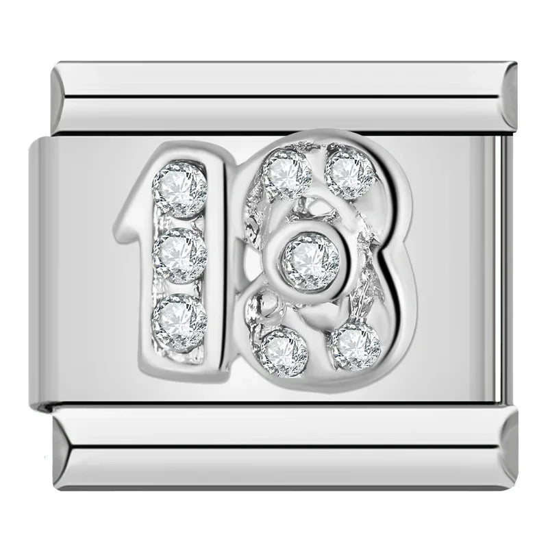 Number 13 Glitter - Silver Charm - Charmris