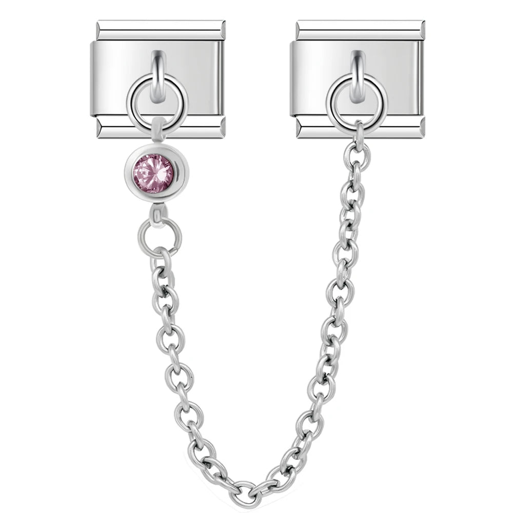 Rose Circle with CZ silver chain charm - Charmris