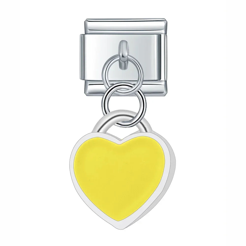 Yellow Heart – Silver Italian Pendant Charm
