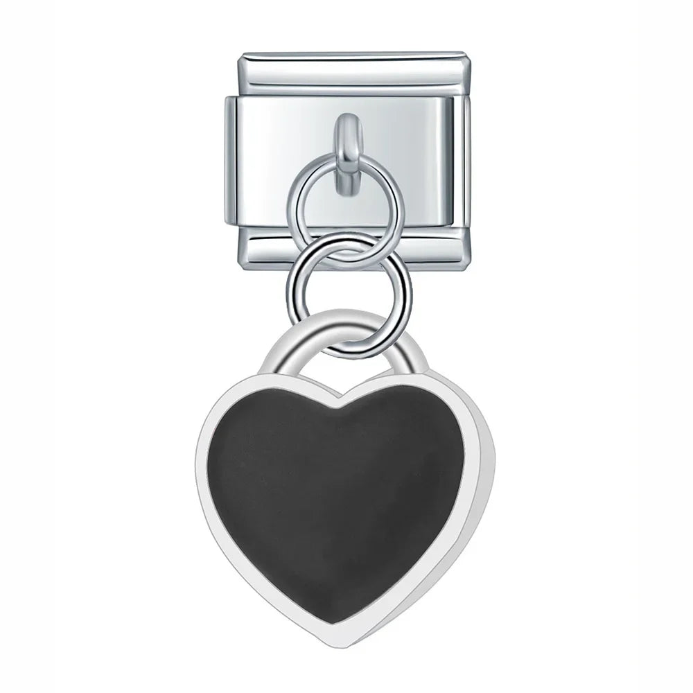 Black Heart – Silver Italian Pendant Charm